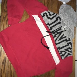 Pink hoodie red